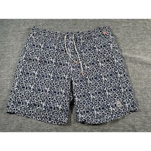 Psycho Bunny Swim Shorts Mens Extra Large Blue White 8.5" Bathing Suit Trunks